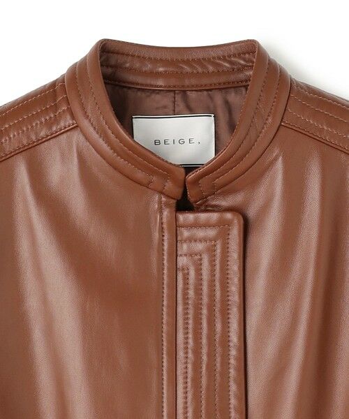 BEIGE, / ベイジ, ノーカラージャケット | 【andGIRL 秋号掲載】CLYDE / ステッチデザインラムレザーブルゾン | 詳細6