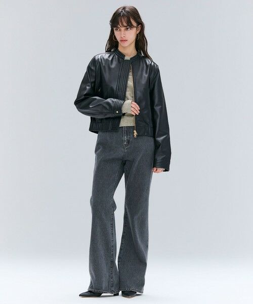 BEIGE, / ベイジ, ノーカラージャケット | 【andGIRL 秋号掲載】CLYDE / ステッチデザインラムレザーブルゾン | 詳細12