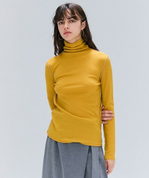 BEIGE, / ベイジ, カットソー | 【洗える・GISELe 10月号掲載】FORD / ウール配色メローハイネックカットソー(Mustard)