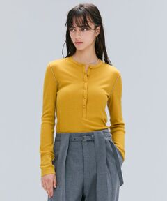 BEIGE, / ベイジ, カットソー | 【洗える・GISELe 10月号掲載】FORD / ウール配色メローヘンリーネックカットソー