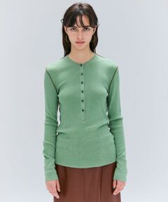 BEIGE, / ベイジ, カットソー | 【洗える・GISELe 10月号掲載】FORD / ウール配色メローヘンリーネックカットソー