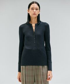 BEIGE, / ベイジ, カットソー | 【洗える・GISELe 10月号掲載】FORD / ウール配色メローヘンリーネックカットソー