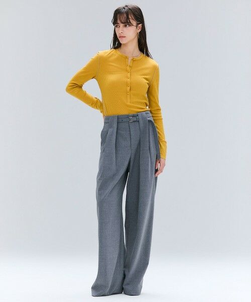 BEIGE, / ベイジ, カットソー | 【洗える・GISELe 10月号掲載】FORD / ウール配色メローヘンリーネックカットソー | 詳細1