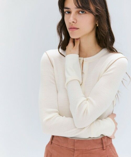 BEIGE, / ベイジ, カットソー | 【洗える・GISELe 10月号掲載】FORD / ウール配色メローヘンリーネックカットソー | 詳細21