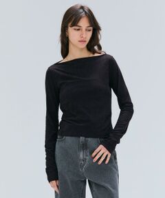 BEIGE, / ベイジ, カットソー | 【洗える】BUTLER / ストレッチベロアボートネックカットソー