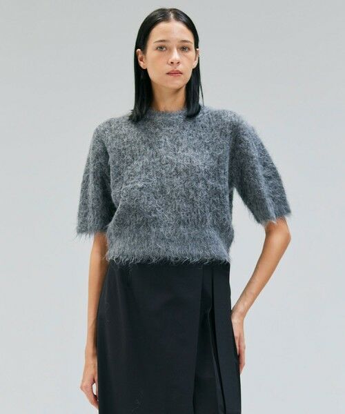 BEIGE, / ベイジ, ニット・セーター | SENECA / アルパカウールショートシャギーニット（Md.Gray）