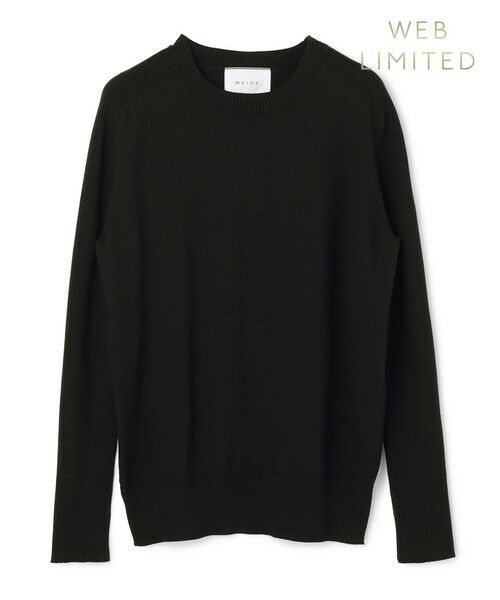 BEIGE, / ベイジ, ニット・セーター | WILLOW / ストレッチクルーネックリブニット（Black）