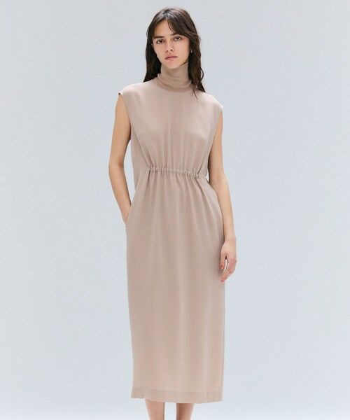 BEIGE,/ベイジ, 【洗える】FLEUR / ニットコンビハイネックノースリーブドレス Beige 4 BEIGE,/ベイジ, 【洗える】FLEUR / ニットコンビハイネックノースリーブドレス Beige 4