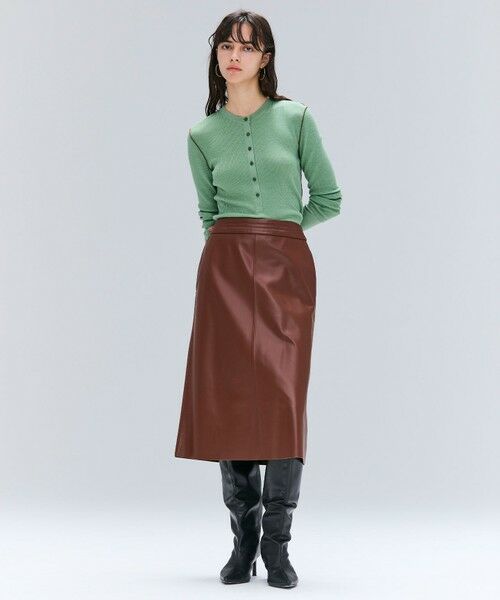 BEIGE, / ベイジ, ミニ・ひざ丈スカート | 【Precious 9月号掲載】CLYDE / ステッチベルトラムレザースカート | 詳細2