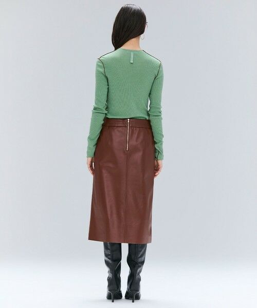 BEIGE, / ベイジ, ミニ・ひざ丈スカート | 【Precious 9月号掲載】CLYDE / ステッチベルトラムレザースカート | 詳細4