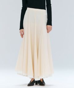 BEIGE, / ベイジ, ミニ・ひざ丈スカート | PINE / ウールレイヤードフレアスカート