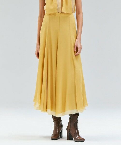 BEIGE,/ベイジ, PINE / ウールレイヤードフレアスカート Mustard 4 BEIGE,/ベイジ, PINE / ウールレイヤードフレアスカート Mustard 4