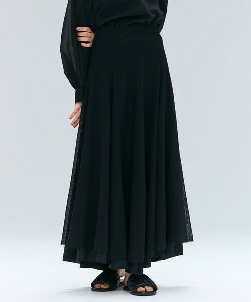 BEIGE,/ベイジ, PINE / ウールレイヤードフレアスカート Black 2 BEIGE,/ベイジ, PINE / ウールレイヤードフレアスカート Black 2