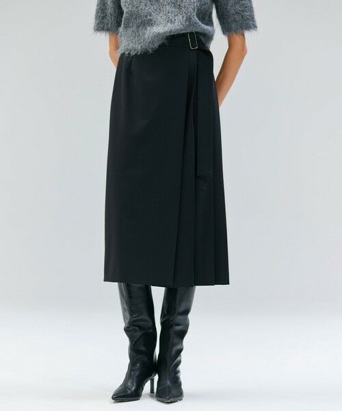 BEIGE,/ベイジ, 【セットアップ対応・洗える・BAILA 11月号掲載】ZEPHYR / ウールライクアシンメトリープリーツスカート Black 2