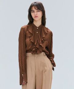 BEIGE, / ベイジ, シャツ・ブラウス | CALLERRY / シルク混ドットラッフルブラウス