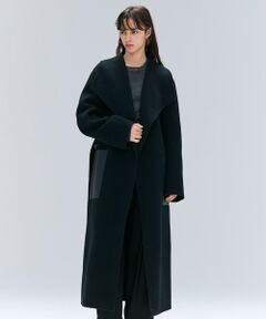 BEIGE, / ベイジ, その他アウター | LEMOORE / ウールリバーフェイクレザーポケット付きコート
