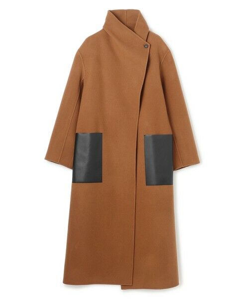 BEIGE, / ベイジ, その他アウター | LEMOORE / ウールリバーフェイクレザーポケット付きコート | 詳細12