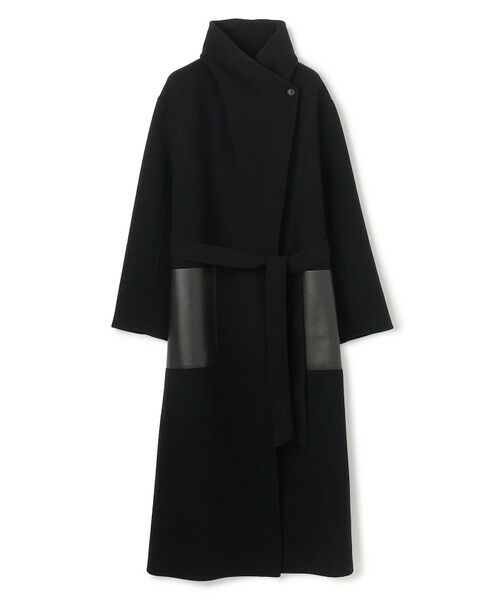 BEIGE, / ベイジ, その他アウター | LEMOORE / ウールリバーフェイクレザーポケット付きコート | 詳細25