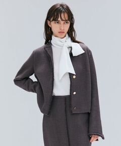 BEIGE, / ベイジ, ノーカラージャケット | 【Oggi 10月号掲載】MULLIN / ウールツイードメタルボタンノーカラージャケット