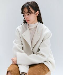 美品✨ベイジ　フェイクレザー　ダイヤキルト　ノーカラーブルゾン 4 薄ベージュ BEIGE, ベイジ レディース ノーカラージャケット サイズ：4(XL位