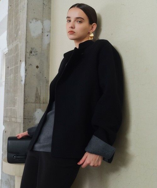 BEIGE, / ベイジ, その他アウター | 【andGIRL 秋号掲載】LEMOORE / ウールリバースタンドカラーショートコート | 詳細17