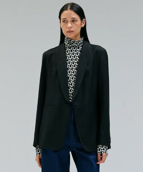 BEIGE,/ベイジ, 【Oggi 11月号掲載】COBURN / シルク混ショールカラージャケット Black 2