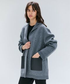 BEIGE, / ベイジ, ニット・セーター | CHICORA / レザーポケット付きウールニットジャケット