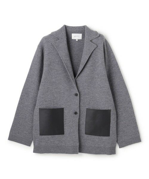 BEIGE, / ベイジ, ニット・セーター | CHICORA / レザーポケット付きウールニットジャケット | 詳細11