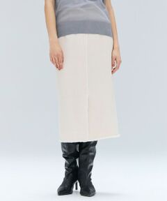 BEIGE, / ベイジ, ミニ・ひざ丈スカート | MULLIN / ウールツイードフロントベントスカート