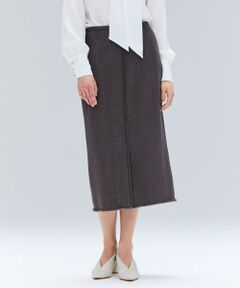 BEIGE, / ベイジ, ミニ・ひざ丈スカート | MULLIN / ウールツイードフロントベントスカート