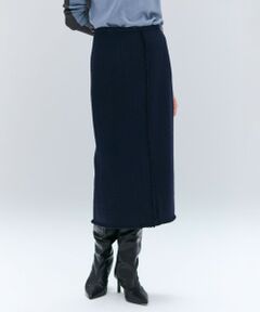 BEIGE, / ベイジ, ミニ・ひざ丈スカート | MULLIN / ウールツイードフロントベントスカート