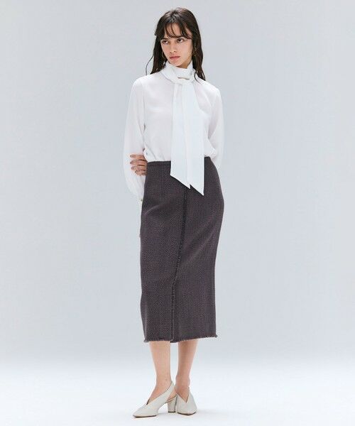 BEIGE, / ベイジ, ミニ・ひざ丈スカート | MULLIN / ウールツイードフロントベントスカート | 詳細4