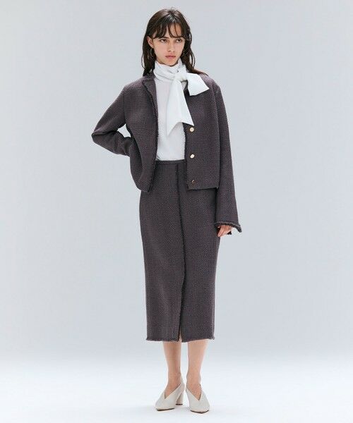 BEIGE, / ベイジ, ミニ・ひざ丈スカート | MULLIN / ウールツイードフロントベントスカート | 詳細5