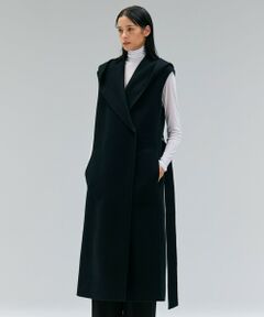 BEIGE, / ベイジ, ベスト | LEMOORE / ウールリバーフード付きロングジレ