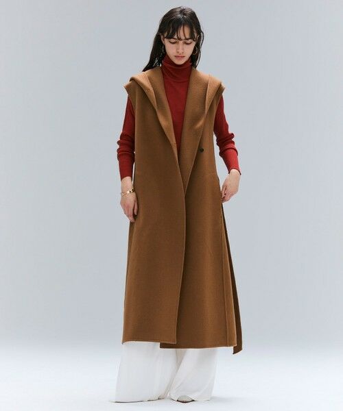 BEIGE, / ベイジ, ベスト | LEMOORE / ウールリバーフード付きロングジレ | 詳細5