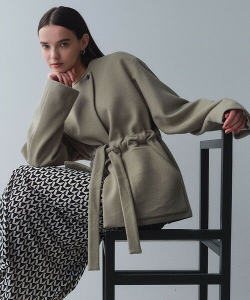 BEIGE, / ベイジ, その他アウター | LABBOCK / ウール混2WAYショートコート(L.Khaki)