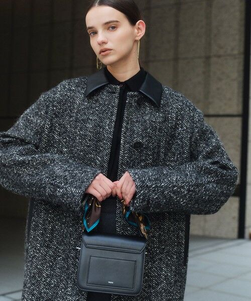 BEIGE, / ベイジ, ステンカラーコート | ROBY / フェイクレザーツイードコート | 詳細1