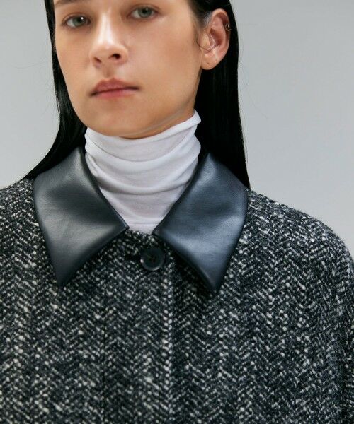 BEIGE, / ベイジ, ステンカラーコート | ROBY / フェイクレザーツイードコート | 詳細3