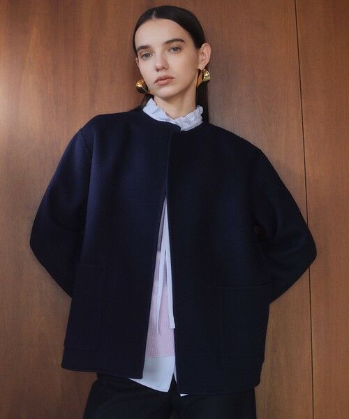 BEIGE, / ベイジ, ノーカラージャケット | 【WEB限定】PAYSON / ウールリバーノーカラーショートコート | 詳細10