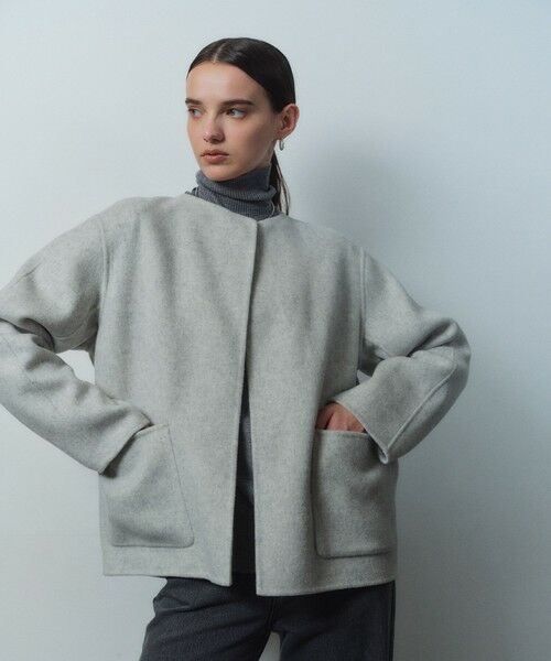 BEIGE, / ベイジ, ノーカラージャケット | 【WEB限定】PAYSON / ウールリバーノーカラーショートコート | 詳細14