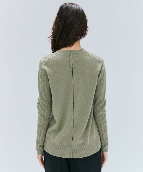 BEIGE, / ベイジ, ニット・セーター | 【洗える】POMPE / ウールカシミヤ配色ラインクルーネックニット(L.Khaki×Black)