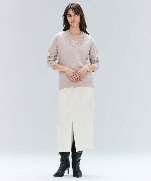 BEIGE, / ベイジ, ニット・セーター | 【洗える】POMPE / ウールカシミヤ配色ラインVネックニット | 詳細1