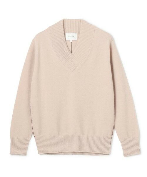 BEIGE, / ベイジ, ニット・セーター | 【洗える】POMPE / ウールカシミヤ配色ラインVネックニット | 詳細3