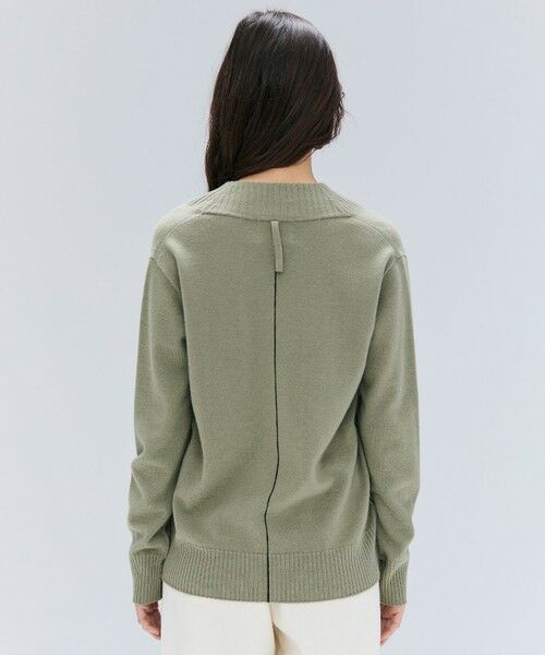 BEIGE, / ベイジ, ニット・セーター | 【洗える】POMPE / ウールカシミヤ配色ラインVネックニット(L.Khaki×Black)