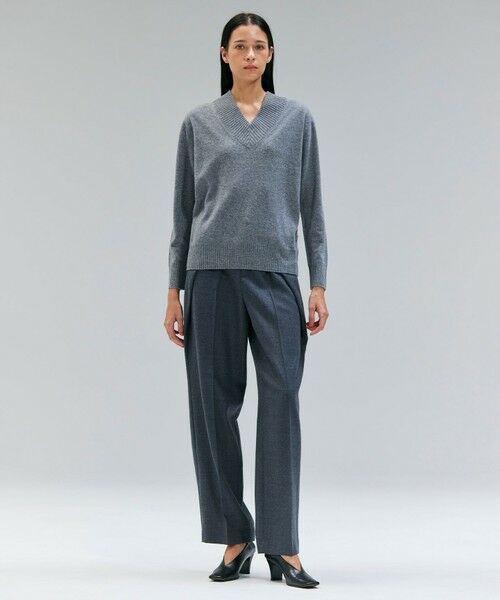 BEIGE, / ベイジ, ニット・セーター | 【洗える】POMPE / ウールカシミヤ配色ラインVネックニット | 詳細10
