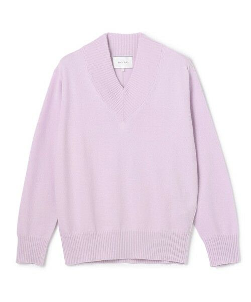 BEIGE, / ベイジ, ニット・セーター | 【洗える】POMPE / ウールカシミヤ配色ラインVネックニット | 詳細18