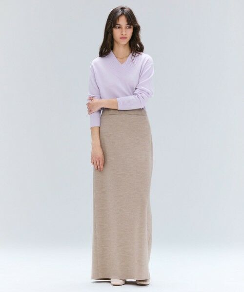 BEIGE, / ベイジ, ニット・セーター | 【洗える】POMPE / ウールカシミヤ配色ラインVネックニット | 詳細15