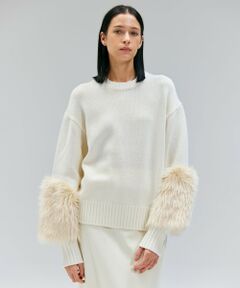 BEIGE, / ベイジ, ニット・セーター | 【洗える・VERY NaVY12月号掲載】CHESTER / フェイクファークルーネックニット