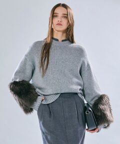 BEIGE, / ベイジ, ニット・セーター | 【洗える・VERY NaVY12月号掲載】CHESTER / フェイクファークルーネックニット