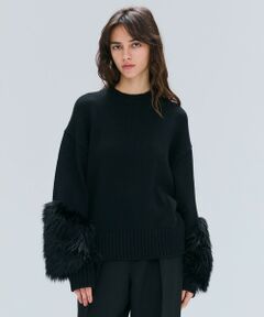 BEIGE, / ベイジ, ニット・セーター | 【洗える・VERY NaVY12月号掲載】CHESTER / フェイクファークルーネックニット